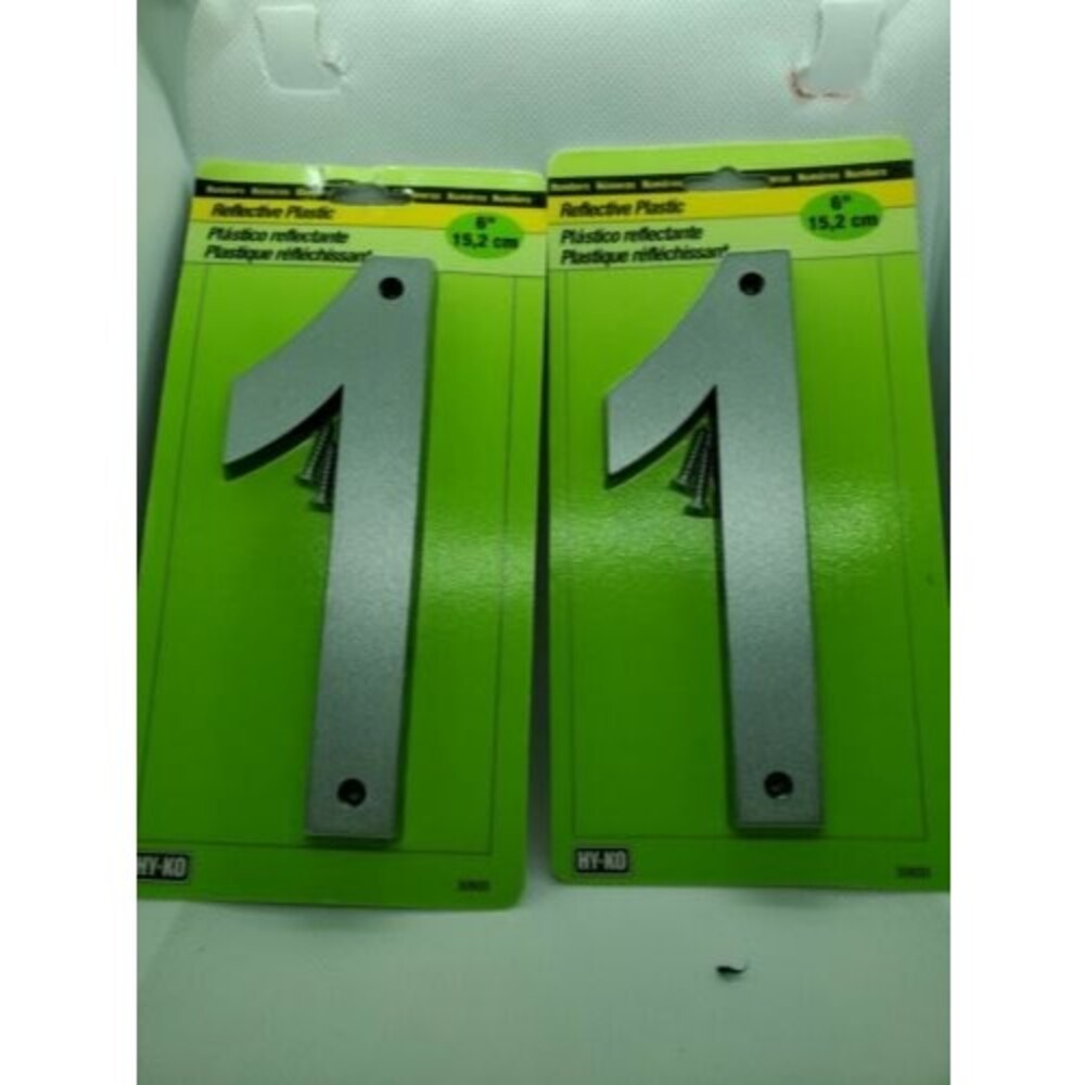 Hy-Ko 6" Reflective Plastic Number - 1.  Pack of two